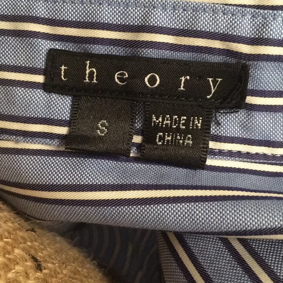 New Theory Career Stripe Button Front Long Sleeve! - Picture 8 of 8